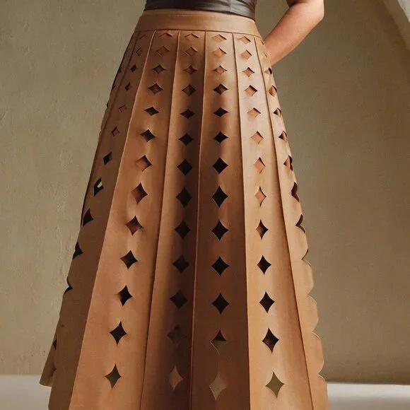 Coffee Brown Elegant Women's Skirt
